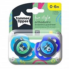 Tommee Tippee ορθοδοντικές πιπίλες FUN STYLE, 6-18μ, 2 τεμ., Σκυλάκια