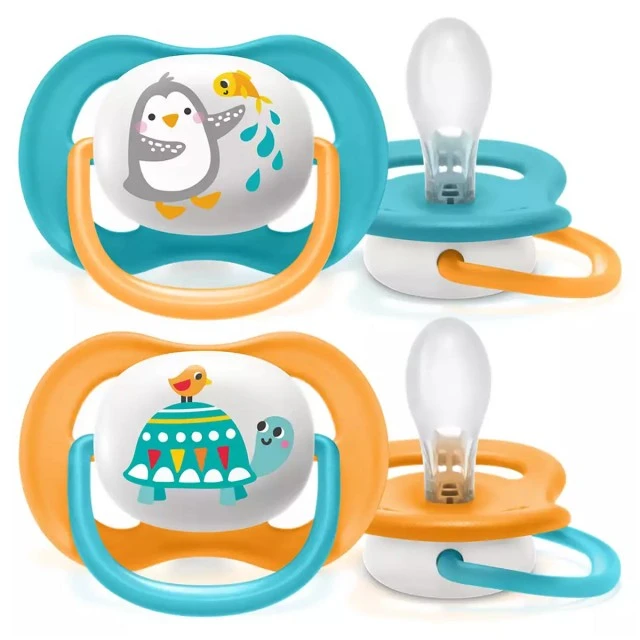 Πιπίλες Ultra Air Animals 6-18m με διακόσμηση Penguin and Turtle
