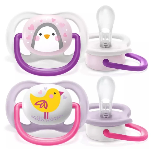 Πιπίλες Ultra Air Animals 0-6m με διακόσμηση Penguin and Bird