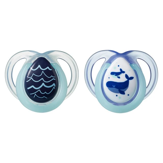 Ορθοδοντικές πιπίλες Tommee Tippee NIGHT TIME 0-6m, 2 τεμ./συσκευασία, Φάλαινες