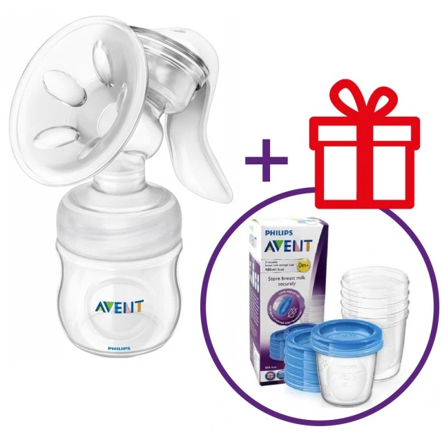 Χειροκίνητη αντλία μητρικού γάλακτος Comfort + GIFT 5 δοχεία VIA SCF330/20+619