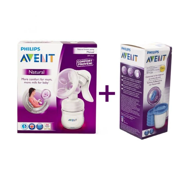 Χειροκίνητη αντλία μητρικού γάλακτος Comfort + GIFT 5 δοχεία VIA SCF330/20+619