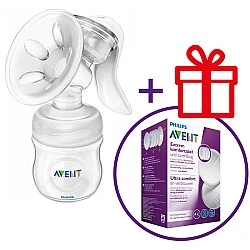 Χειροκίνητη αντλία μητρικού γάλακτος Comfort + GIFT NIGHT επιθέματα μητρικού γάλακτος SCF330/20+254