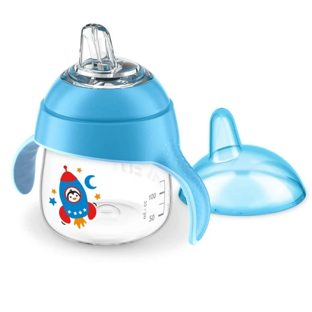 Philips AVENT Κύπελλο με μαλακή μύτη 200ml, 6m+ PENGUIN, μπλε
