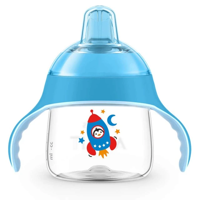 Philips AVENT Κύπελλο με μαλακή μύτη 200ml, 6m+ PENGUIN, μπλε