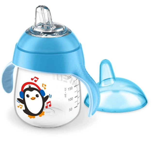 Philips AVENT Κύπελλο που δεν χυθεί με μαλακή μύτη 260ml, 12m+, PENGUIN, μπλε