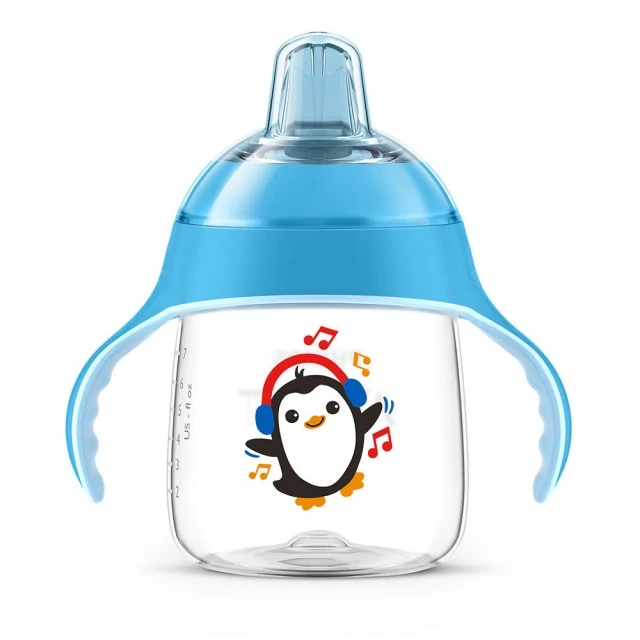 Philips AVENT Κύπελλο που δεν χυθεί με μαλακή μύτη 260ml, 12m+, PENGUIN, μπλε