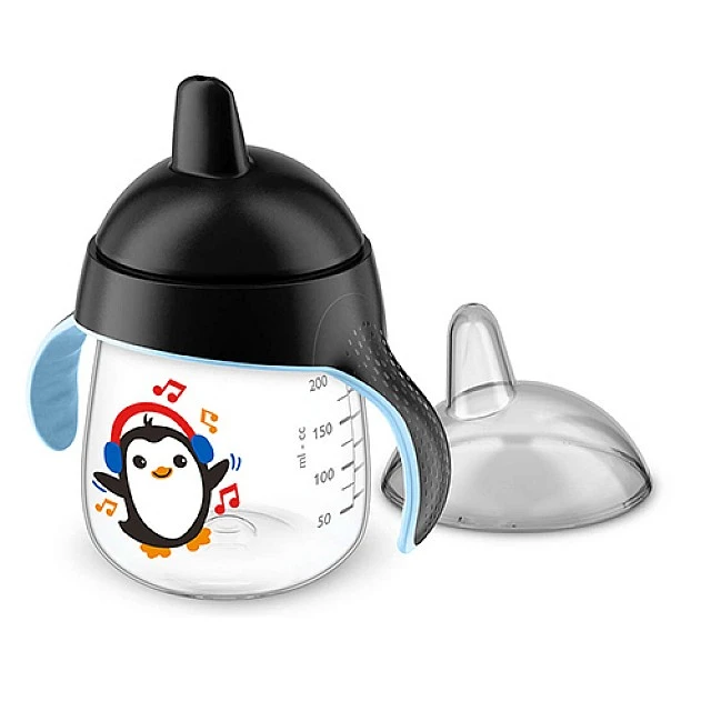 Philips AVENT Κύπελλο που δεν χυθεί με σκληρό άκρο 260 ml, 12 m+, Penguin, μαύρο