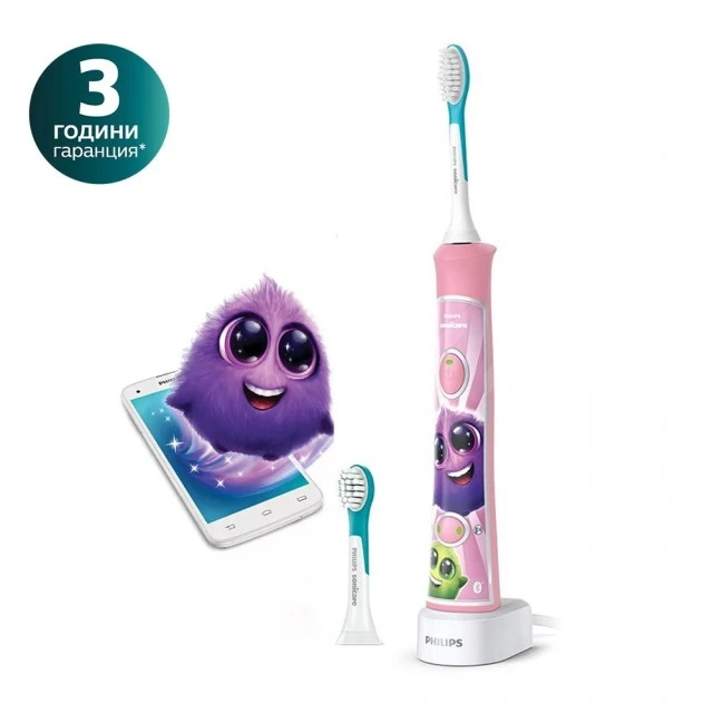 Παιδική οδοντόβουρτσα ForKids με ροζ χρώμα Bluetooth με 2 κεφαλές