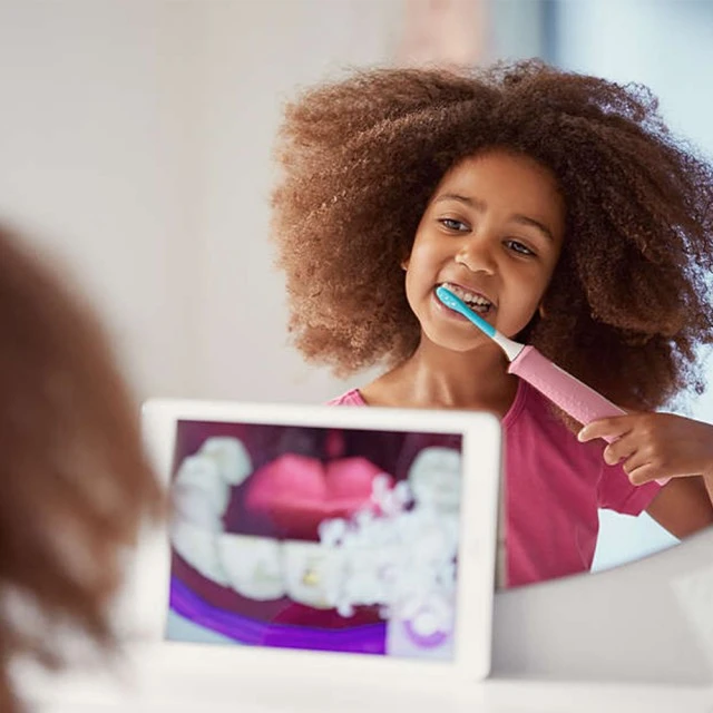 Παιδική οδοντόβουρτσα ForKids με ροζ χρώμα Bluetooth με 2 κεφαλές