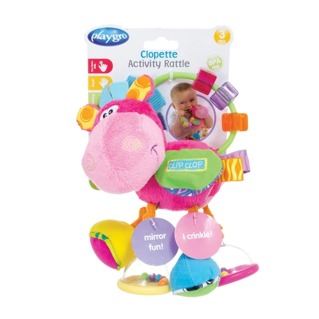 PLAYGRO Rattle Horse Hop Trop, 3m+, Ροζ