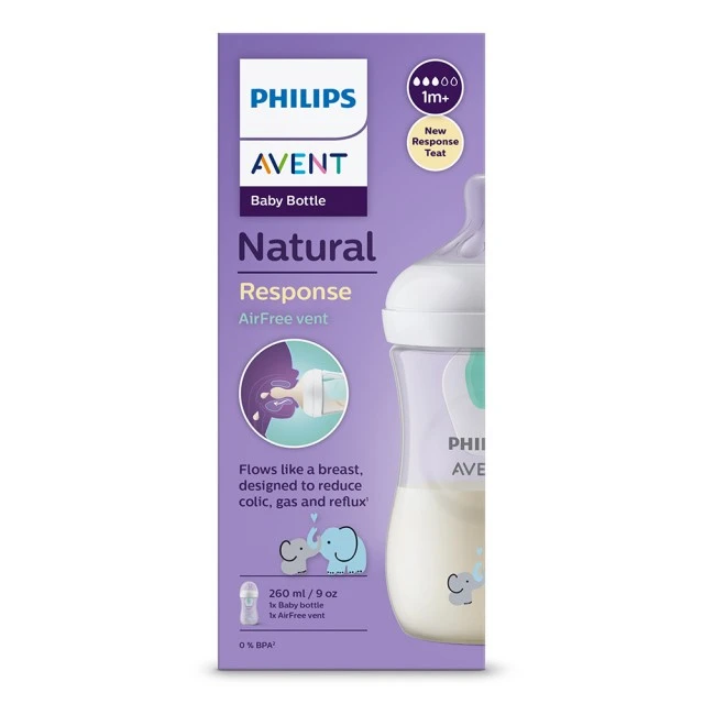 Μπουκάλι Natural Response with AirFree valve 260 ml 1m+ decor Elephants