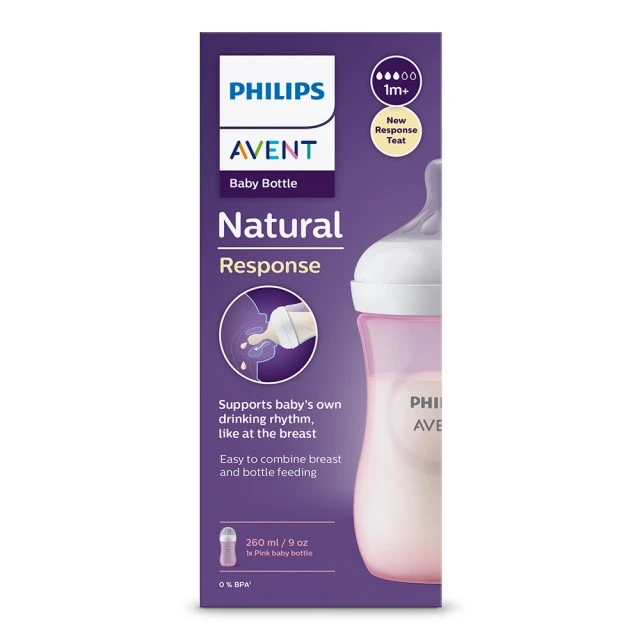 Μπουκάλι Natural Response 260 ml 1m+, ροζ