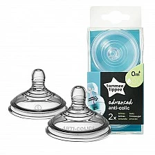 Tommee Tippee θηλές Advanced Anti-Colic Slow, 1 σταγόνα, 0μ+, 2 τεμ.