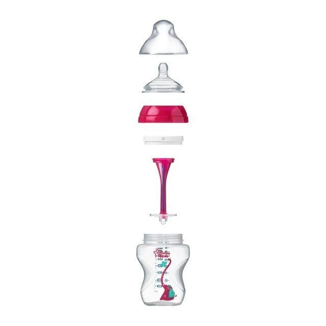 Tommee Tippee μπιμπερό Advanced Anti-Colic 3μ+, 340 ml, ροζ με σχέδιο