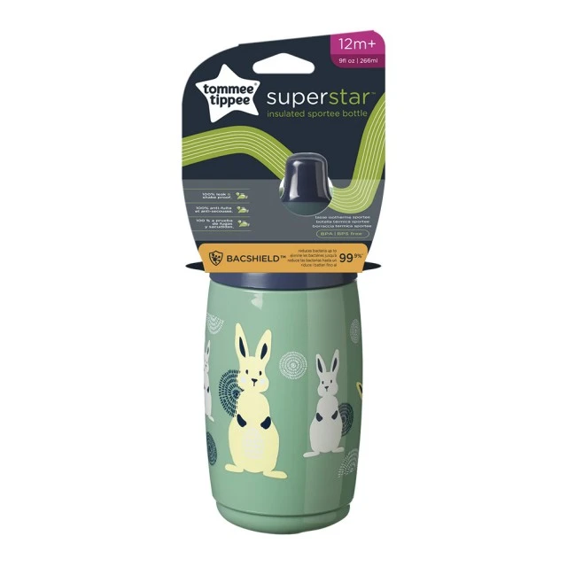 Θερμό SuperStar Spillproof with sports tip 266 ml 12m+, BACSHIELD, πράσινο