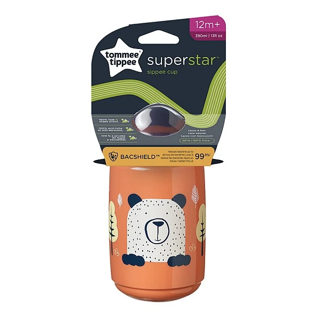 SuperStar κύπελλο με σκληρό άκρο 390ml 12m+, BACSHIELD, πορτοκαλί