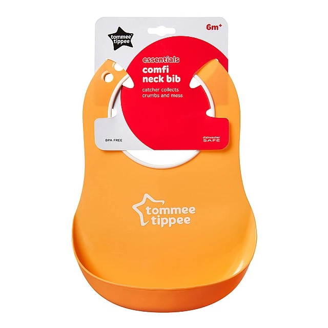 Μαλακή σαλιάρα COMFI BIB 6m+, πορτοκαλί