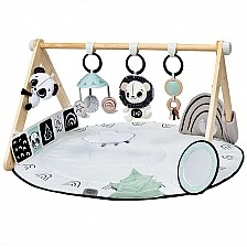 Active gymnastics Tiny Love Luxe Gymini από τη σειρά Black&White Décor, με στρογγυλό πατάκι διαμέτρου 92 cm, ξύλινη καμάρα και επιλογή 6 παιχνιδιών, 0m+