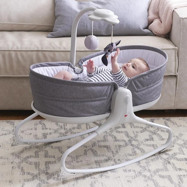 Μουσική ξαπλώστρα Rocker Napper 3 σε 1 με 3 ρυθμιζόμενες θέσεις: Καλάθι ύπνου, κούνια, πολυλειτουργική καρέκλα, αποσπώμενο μουσικό παιχνίδι με φώτα και ήχους