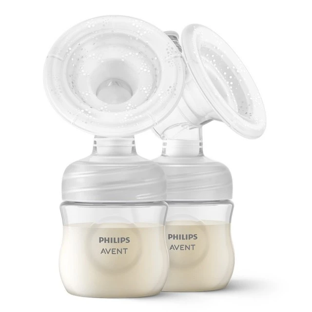 Διπλή ηλεκτρική αντλία Philips AVENT Natural Motion Advanced SCF395/31 με 2 τεμ. φιάλες πολυπροπυλενίου 125 ml με θηλή Natural Response 0m+, 5 τεμ. σακουλάκια μητρικού γάλακτος και 4 τεμ. υλικό παραγεμίσματος