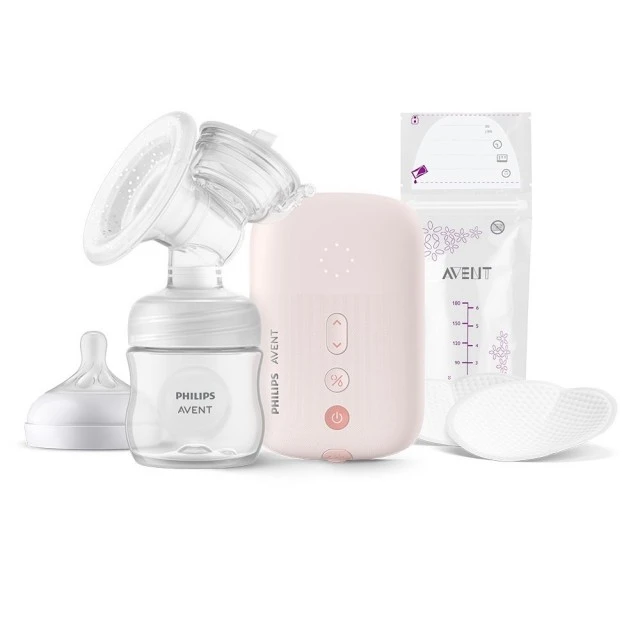 Μονή ηλεκτρική αντλία Natural Motion Philips AVENT SCF395/31 Advanced με 1 τεμ. Μπουκάλι πολυπροπυλενίου 125 ml με θηλή Natural Response 0m+, 5 τεμ. σακουλάκια μητρικού γάλακτος και 4 τεμ. υλικό παραγεμίσματος