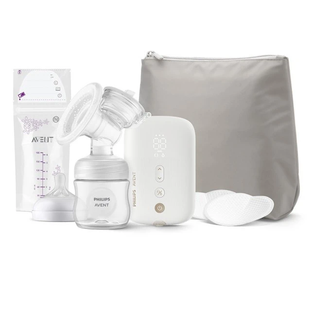 Μονή ηλεκτρική αντλία Natural Motion Premium Philips AVENT SCF396/31 με 1 τεμ. φιάλη πολυπροπυλενίου 125 ml με θηλή Natural Response 0m+, Κιτ ταξιδιού, 5 τεμ. σακουλάκια μητρικού γάλακτος και 4 τεμ. υλικό παραγεμίσματος