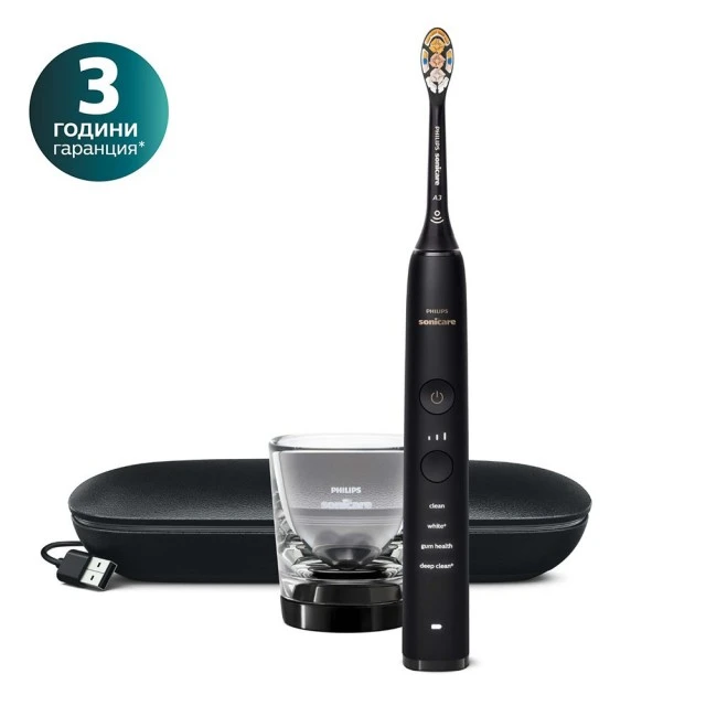 Ηλεκτρική βούρτσα Sonic Philips Sonicare DiamondClean 9000 HX9911/17, με κεφαλή all-in-one A3 Premium, 4 λειτουργίες, 3 εντάσεις, θήκη με φόρτιση USB, Bluetooth