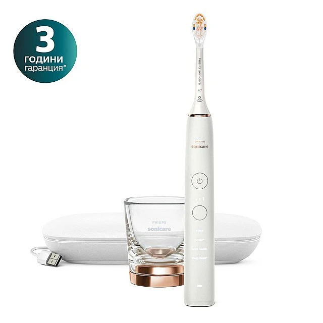 Ηλεκτρική βούρτσα Sonic Philips Sonicare DiamondClean 9000 HX9911/23, με κεφαλή all-in-one A3 Premium, 4 λειτουργίες, 3 εντάσεις, θήκη με φόρτιση USB, Bluetooth