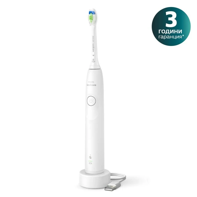 Επαναφορτιζόμενη οδοντόβουρτσα Philips Sonicare HX7108/01 σειρά 5300 με ηχητική τεχνολογία Next-Generation, 1 режим βουρτσίσματος, 2 εντάσεις, αισθητήρας πίεσης, κεφαλή W2 Optimal White