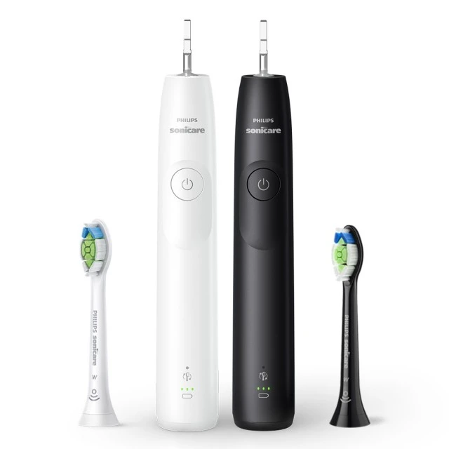 Σετ 2 επαναφορτιζόμενων οδοντόβουρτσων Philips Sonicare HX7109/01 σειράς 5300 με τεχνολογία ήχου επόμενης γενιάς, 1 λειτουργία βουρτσίσματος, 2 εντάσεις, αισθητήρα πίεσης, κεφαλή W2 Optimal White