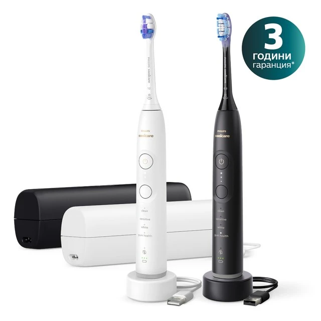 Σετ 2 επαναφορτιζόμενων οδοντόβουρτσων Philips Sonicare HX7429/02 σειράς 7100 με τεχνολογία ήχου επόμενης γενιάς, 4 λειτουργίες βουρτσίσματος, 3 εντάσεις, αισθητήρα πίεσης φωτός, κεφαλές G3 Optimal Gum Care και κεφαλές S2 Sensitive, 2 θήκες φόρτισης
