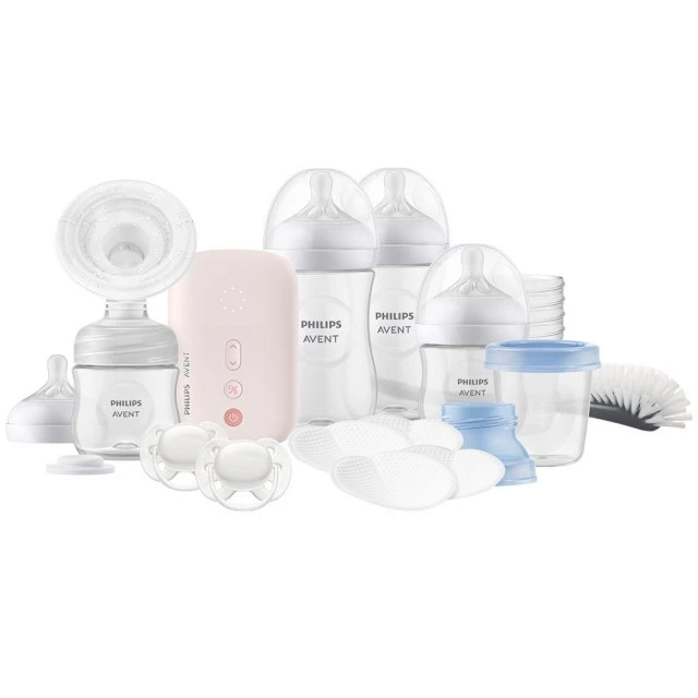 Philips AVENT SCD340/31 Σετ ηλεκτρικό θηλάστро Natural Motion Advanced + 4 μπιμπερό Natural Response, 5 δοχεία VIA, πιπίλα, επιθέματα και βούρτσα καθαρισμού
