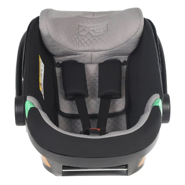 Κάθισμα αυτοκινήτου Mountain Buggy Protect i-Size, με αφαιρούμενο μαξιλαράκι νεογέννητου, επεκτεινόμενη πλάτη, για παιδιά ύψους 40-87 cm, προστασία UPF50+, μαύρο-γκρι + βάση IsoFix