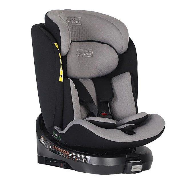 Παιδικό κάθισμα αυτοκινήτου Mountain Buggy Safe Rotate i-Size, με αφαιρούμενο μαξιλαράκι νεογέννητου, επεκτεινόμενη πλάτη, για παιδιά ύψους 40-150 cm, μαύρο-γκρι + βάση IsoFix
