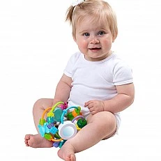 Παιχνίδι για μωρά με ενεργό κινητήρα Ball Play and Explore, κουδουνίστρα και οδοντοφυΐα 2 σε 1, με ασφαλή καθρέφτη, 6 μηνών+