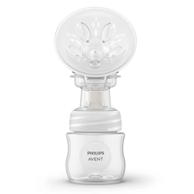 Σετ από ηλεκτρικό θήλαστρο Philips AVENT Essential, 1 μπιμπερό Natural Response 125 ml, 5 φακελάκια μητρικού γάλακτος και 4 επιθέματα