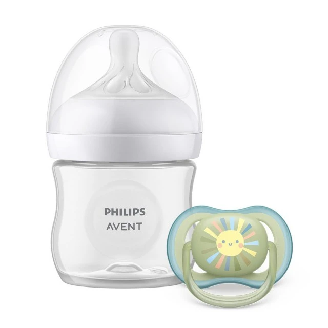 Βρεφικό σετ Philips AVENT SCD837/10 με μπιμπερό Natural Response 125 ml με θηλή χωρίς διαρροές Flow 2, 0m+ και πιπίλα Ultra Air 0-6m