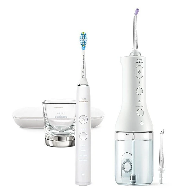 Σετ στοματικό ντους Philips Sonicare Power Flosser 3000 Interdontal and Sonic ηλεκτρική οδοντόβουρτσα Diamond Clean series 9000, Philips Sonicare HX3886/41