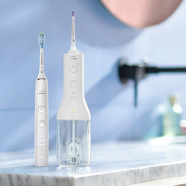 Σετ στοματικό ντους Philips Sonicare Power Flosser 3000 Interdontal and Sonic ηλεκτρική οδοντόβουρτσα Diamond Clean series 9000, Philips Sonicare HX3886/41