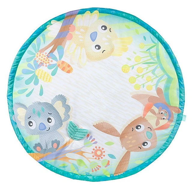 Ενεργή γυμναστική με ξύλινη καμάρα Playgro Fauna Friends, με τρία αφαιρούμενα παιχνίδια και ένα στρογγυλό χαλί με επένδυση, 0m+