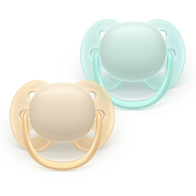 Σετ 2 ορθοδοντικών πιπίλων σιλικόνης Philips AVENT Ultra Soft SCF091/40, σε κουτί αποστείρωσης, φυτικής προέλευσης