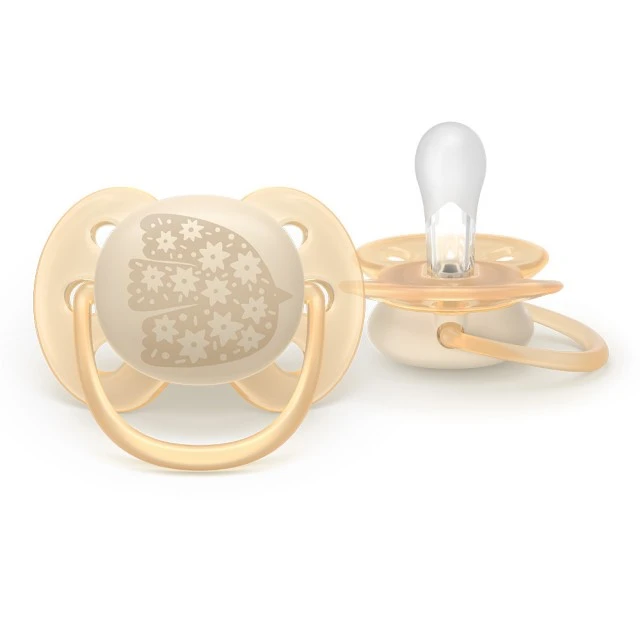 Σετ 2 ορθοδοντικών πιπίλων σιλικόνης Philips AVENT Ultra Soft SCF091/41, σε κουτί αποστείρωσης, φυτικής προέλευσης