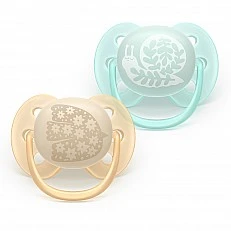 Σετ 2 ορθοδοντικών πιπίλων σιλικόνης Philips AVENT Ultra Soft SCF091/41, σε κουτί αποστείρωσης, φυτικής προέλευσης