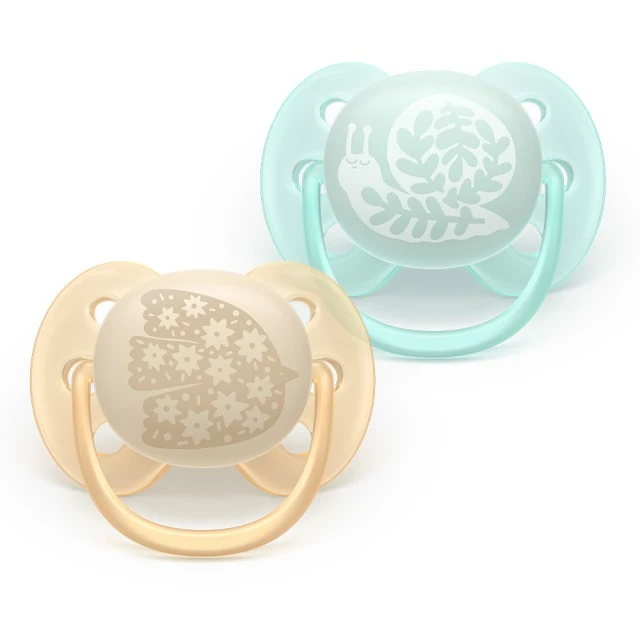 Σετ 2 ορθοδοντικών πιπίλων σιλικόνης Philips AVENT Ultra Soft SCF091/41, σε κουτί αποστείρωσης, φυτικής προέλευσης