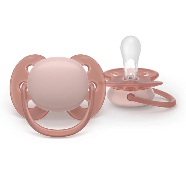Σετ 2 ορθοδοντικών πιπίλων σιλικόνης Philips AVENT Ultra Soft SCF091/43, σε κουτί αποστείρωσης, φυτικής προέλευσης