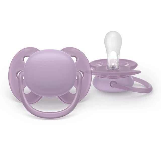 Σετ 2 ορθοδοντικών πιπίλων σιλικόνης Philips AVENT Ultra Soft SCF091/43, σε κουτί αποστείρωσης, φυτικής προέλευσης