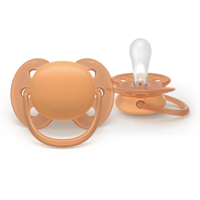 Σετ 2 ορθοδοντικών πιπίλων σιλικόνης Philips AVENT Ultra Soft SCF093/03, σε κουτί αποστείρωσης, φυτικής προέλευσης