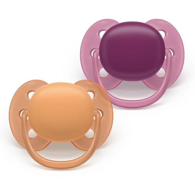 Σετ 2 ορθοδοντικών πιπίλων σιλικόνης Philips AVENT Ultra Soft SCF093/03, σε κουτί αποστείρωσης, φυτικής προέλευσης
