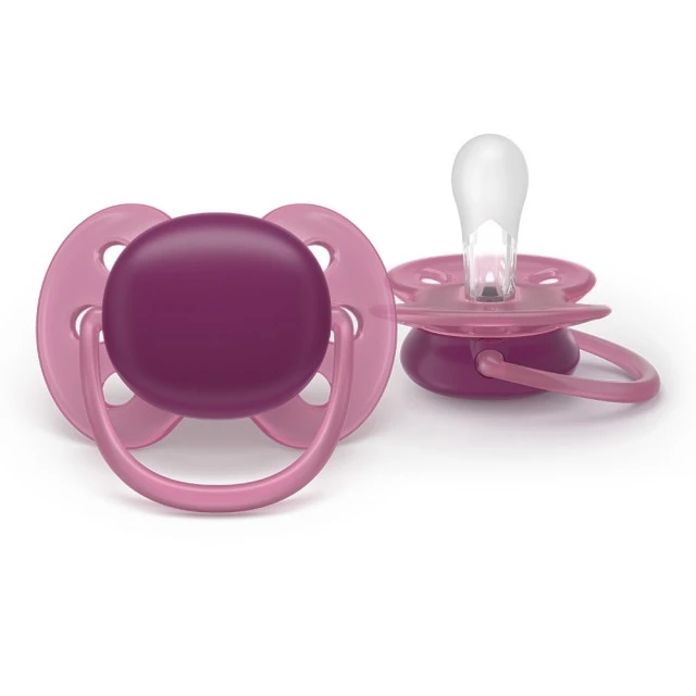 Σετ 2 ορθοδοντικών πιπίλων σιλικόνης Philips AVENT Ultra Soft SCF093/03, σε κουτί αποστείρωσης, φυτικής προέλευσης